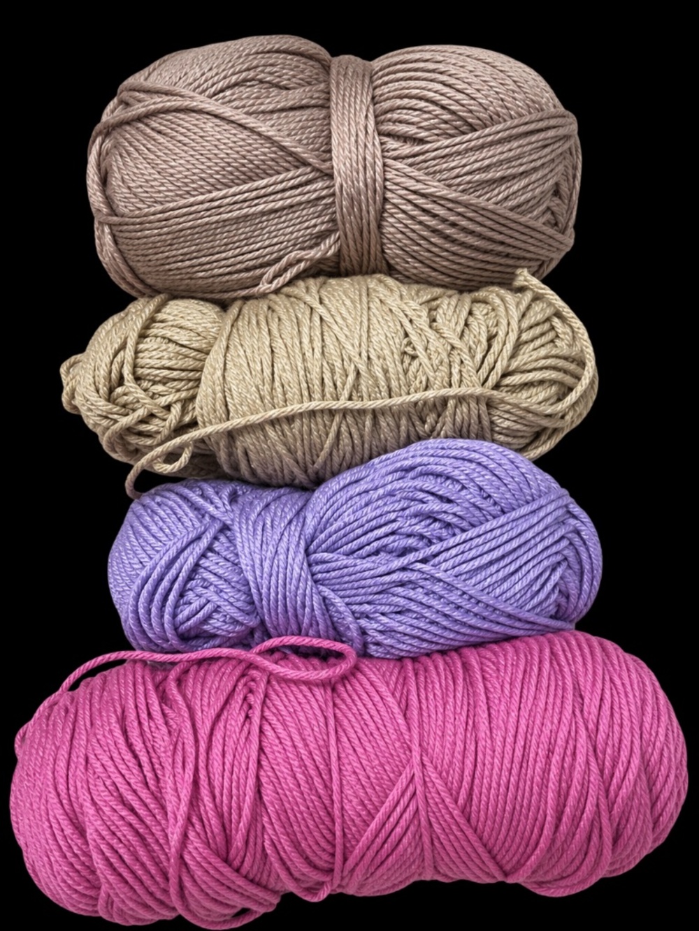 Acrylic Yarn Lot – 4 Skeins – Pink Purple & Neutrals